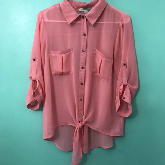 Love21 Sheer Button Down - Picture 2 of 5